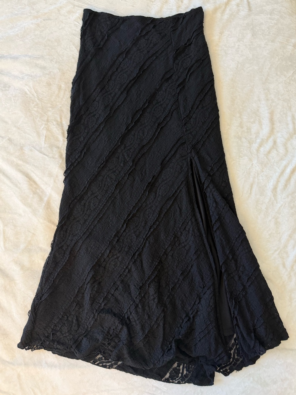 Black Lace Maxi Skirt with Side Slit size Medium witchy whimsigoth goth